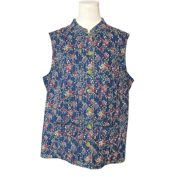 CJ Banks Reversible Floral and Green Vest Women Double-Sided size 1X (A22)‎ - Picture 3 of 11